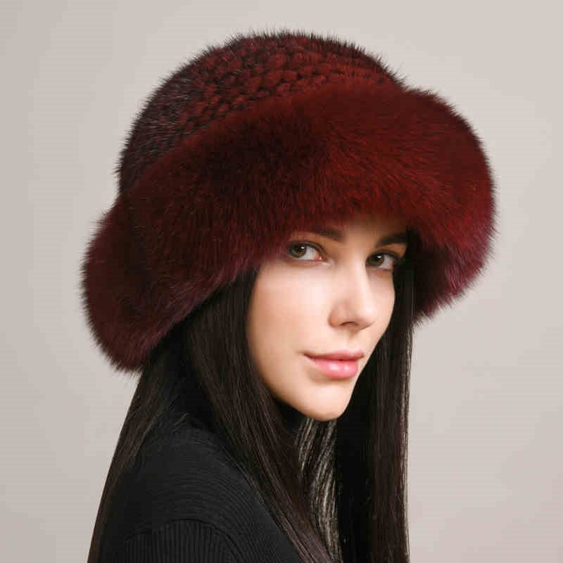 Women’s Mink Hair Winter Hat – Braided Fur Warm Elegant Beanie