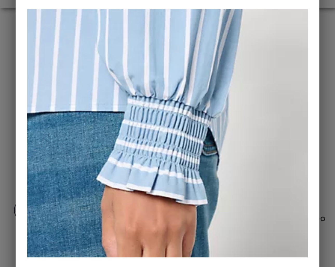 Studio Park x Amy Stran Ruffle Collar Smocked Cuff Henley Shirt