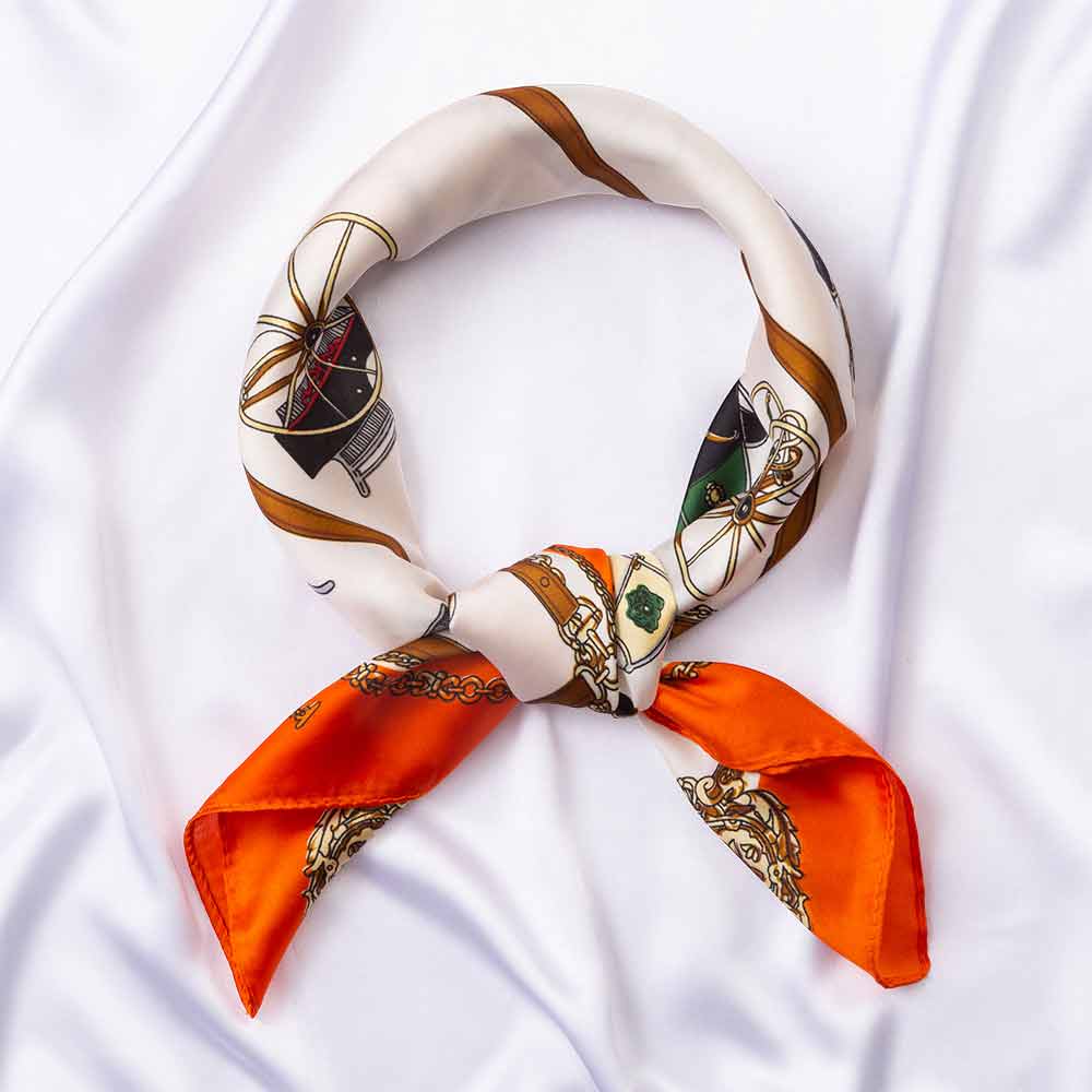 Vintage Carriage Print Square Bandana Scarf