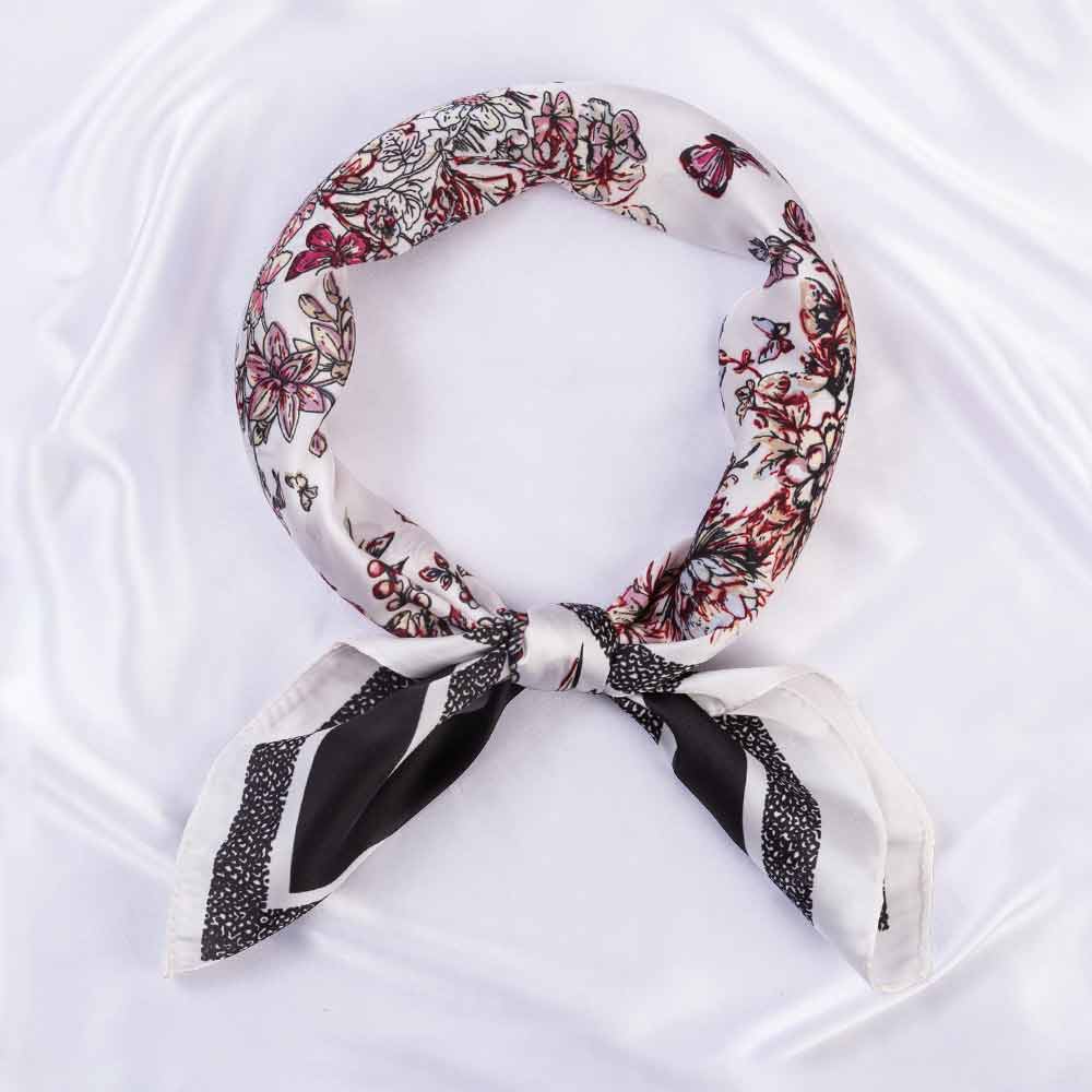Butterfly Floral Sketch Print Square Bandana Scarf