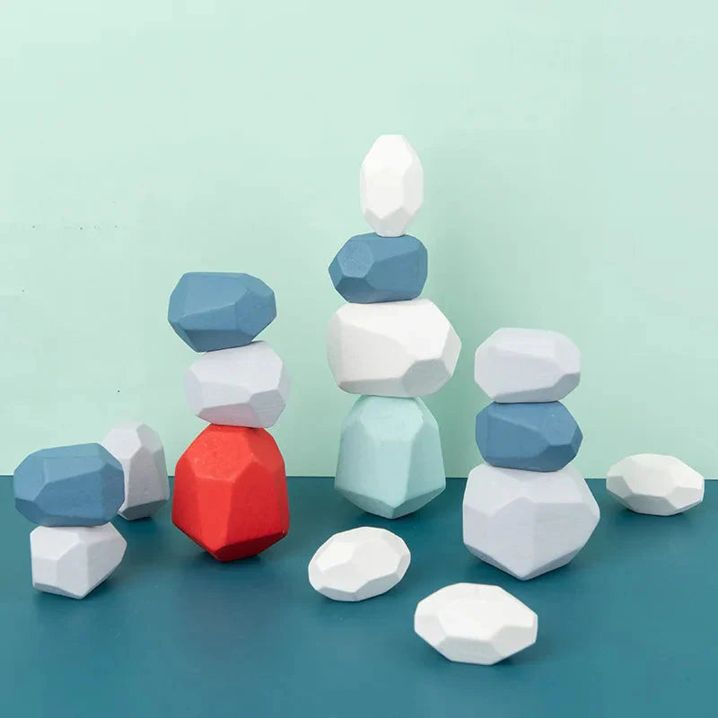 Wooden Sorting Stacking Rocks Montessori Toy