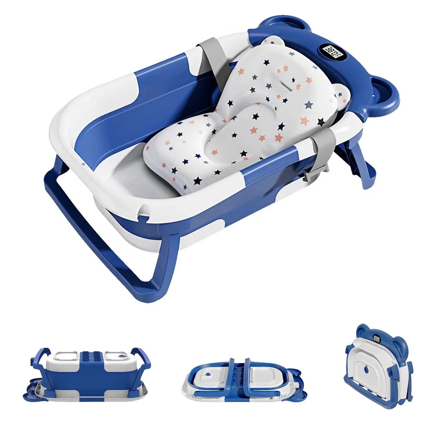 Portable Collapsible Baby Bathtub with Thermometer