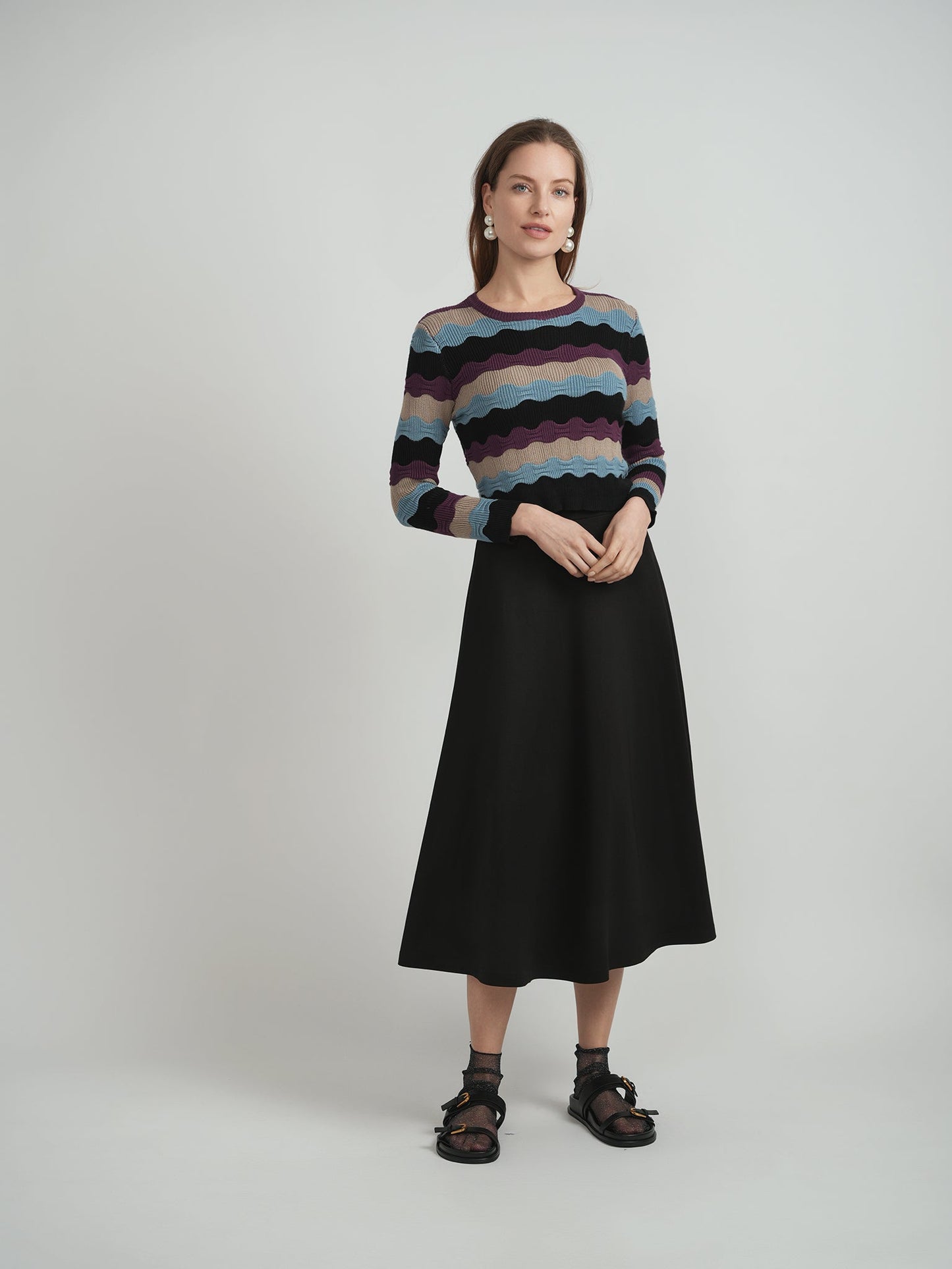 Cropped Textured Knit Top