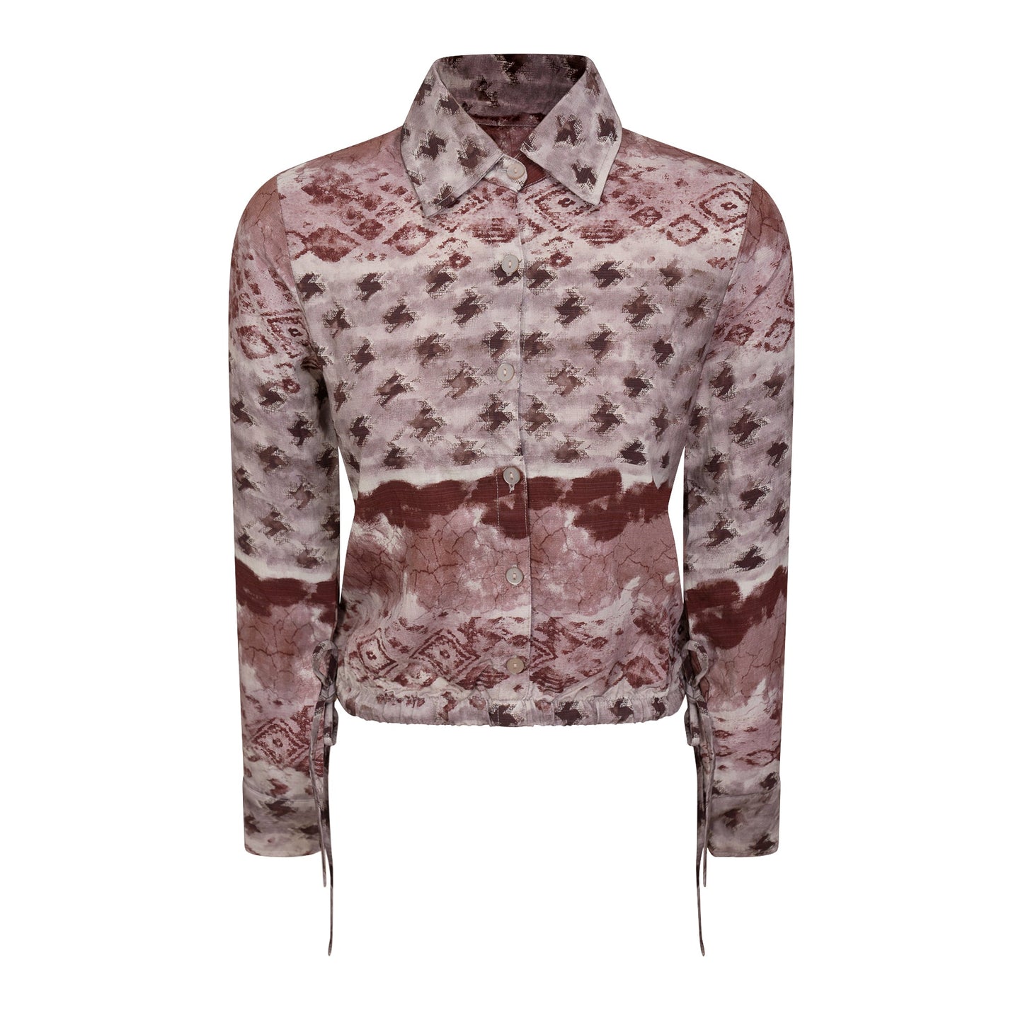Printed Linen Cropped Blouse