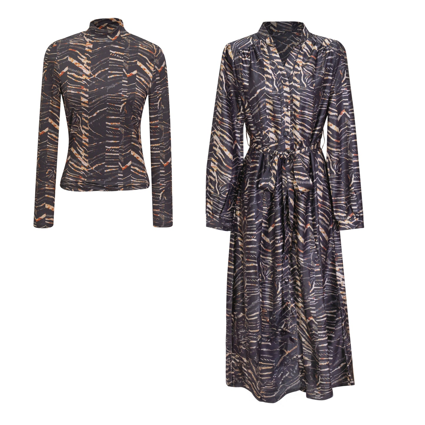 Printed Midi Dress Set
