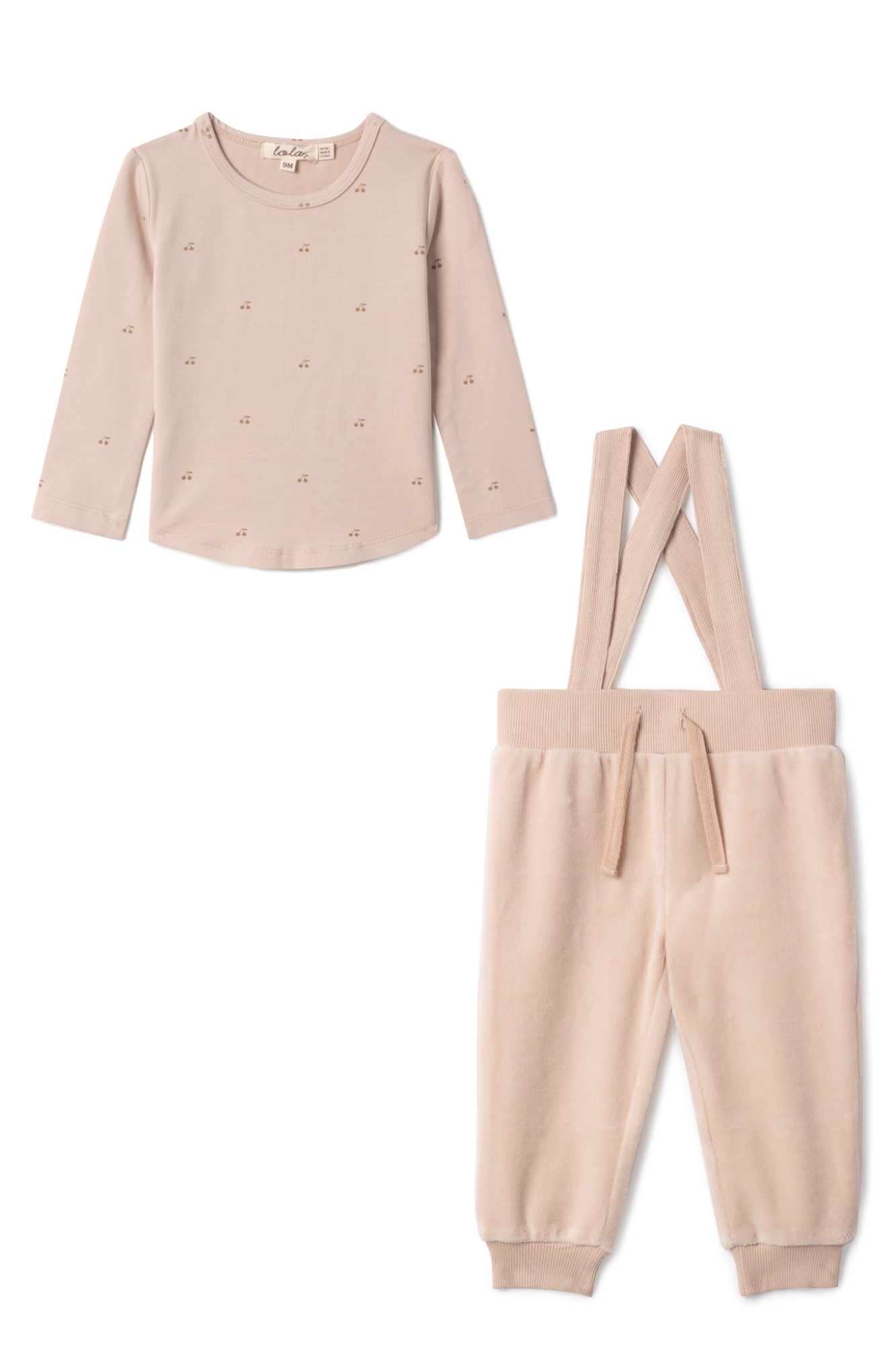 Cherry Print Overall Set