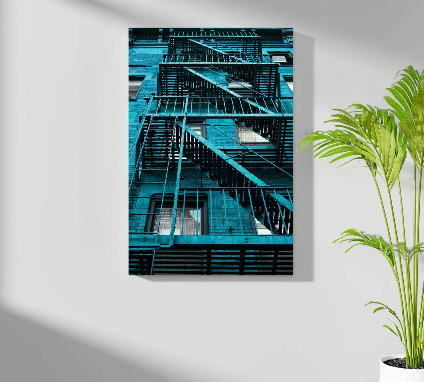 Stairs Teal Aluminum Print