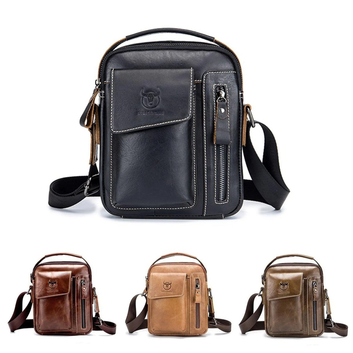 Men's Genuine Leather Sling Bag – Compact Travel Carry