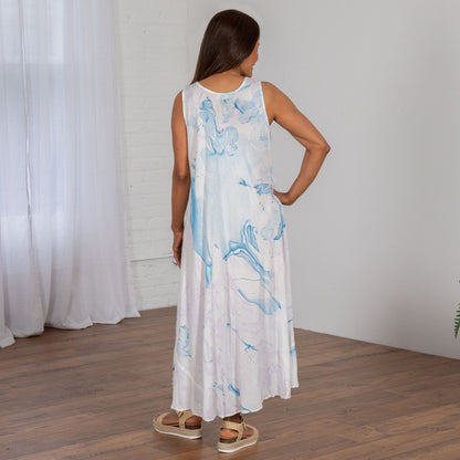 Marbleous Paw Print Hand Crafted Long Dress