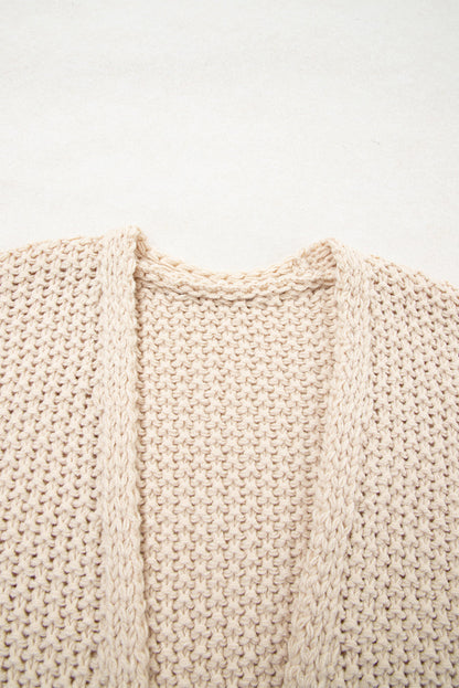 Plus Size Colorblock Crochet Open Front Cardigan