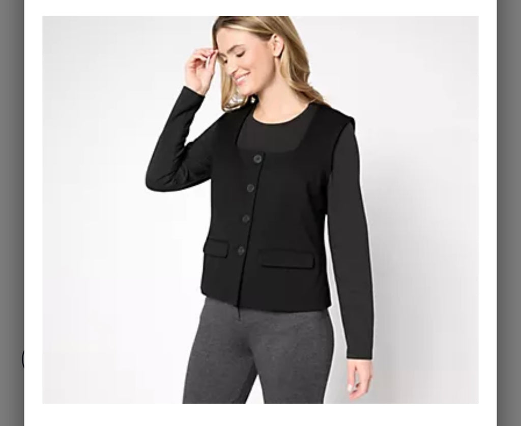 Tailored by Susan Graver Smart Ponte 350 Square-Neck Vest