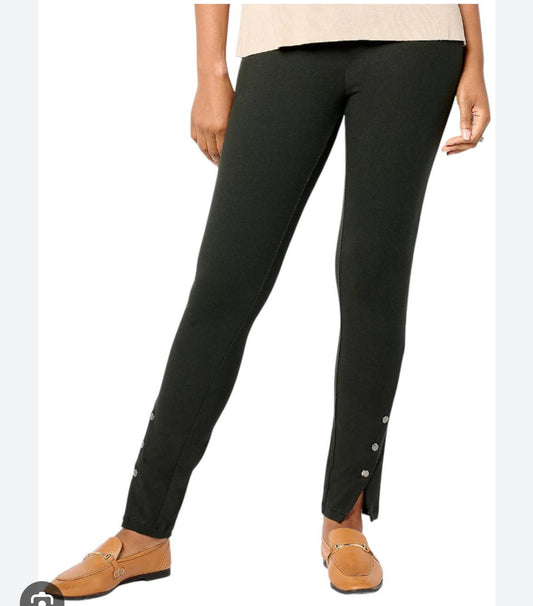 Women With Control Tummy Control Regular Slim Leg with Snap Detail. Caviar/ Small.