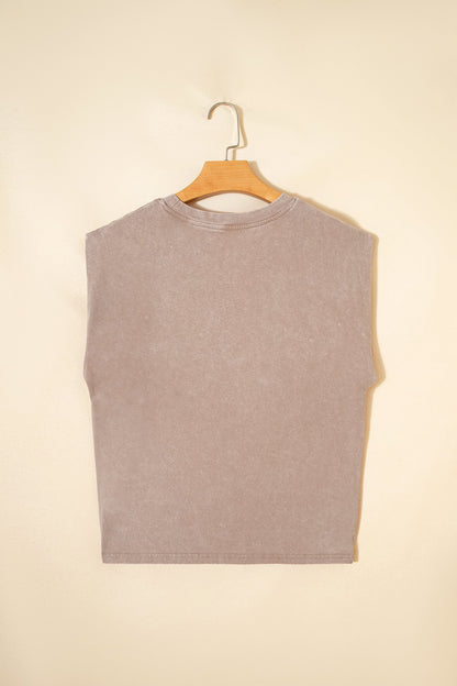 Smoke Gray Cowboy & Beer Western Graphic Mineral Wash Tank Top