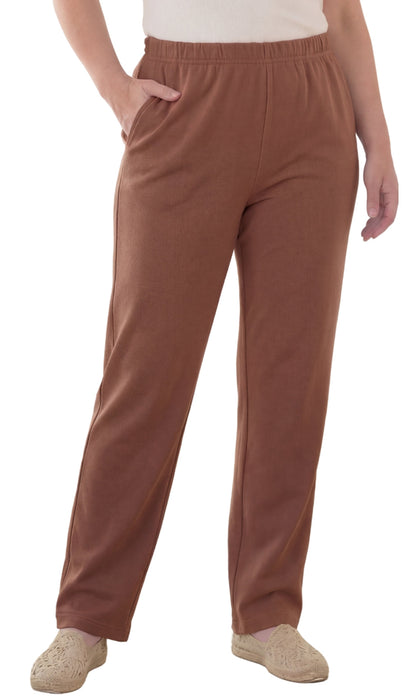 Women's Knit Pull on Pants - Cotton Blend with Flat Front waistband