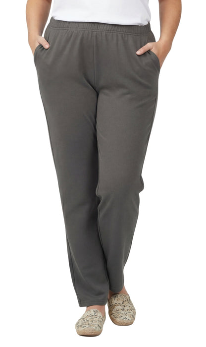 Women's Knit Pull on Pants - Cotton Blend with Flat Front waistband