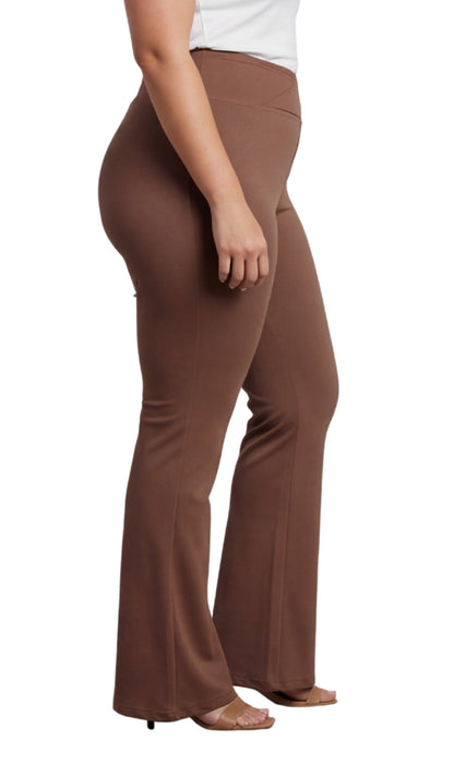 Women's Pull-on Cotton Stretch Bootcut Flare Leggings with a Crossover waistband