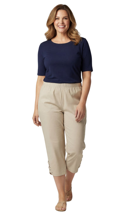 Women’s Lightweight Capris with Studded Hem Detail