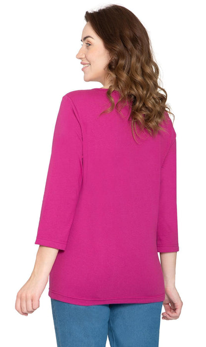 Women's 3/4 Sleeve Crew Neck Top – Comfortable Jer