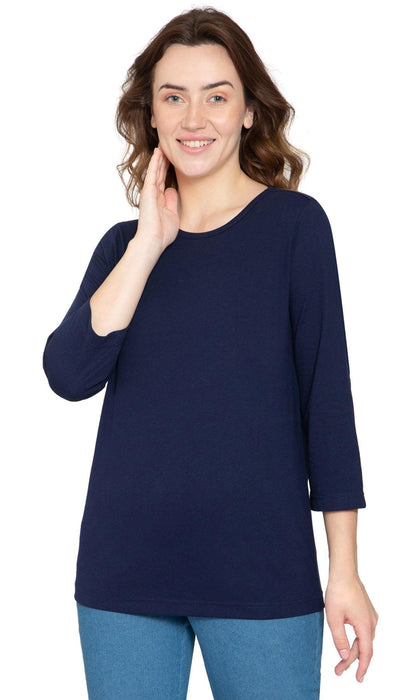 Women's 3/4 Sleeve Crew Neck Top – Comfortable Jer