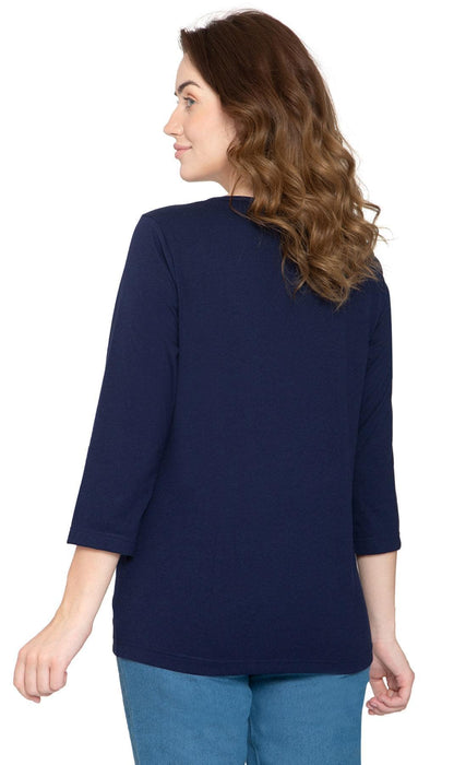 Women's 3/4 Sleeve Crew Neck Top – Comfortable Jer