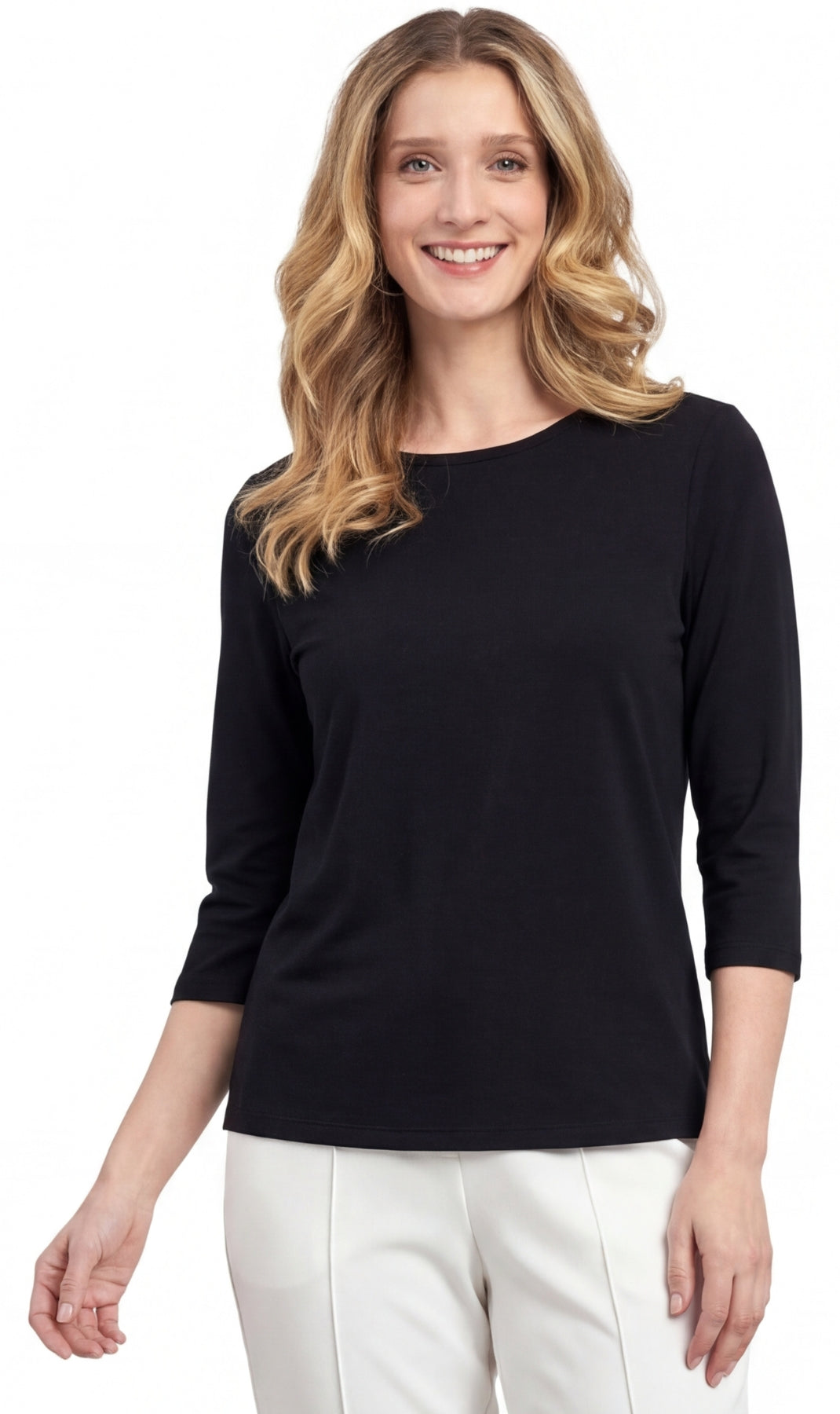 Women's 3/4 Sleeve Crew Neck Top – Comfortable Jer