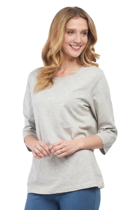 Women's 3/4 Sleeve Crew Neck Top – Comfortable Jer