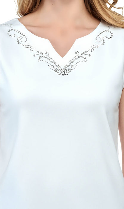 Women's Rhinestone Notch V-neck Knitted Tank Top