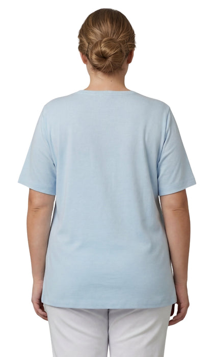 Women's Scalloped Neckline Embellished Tee