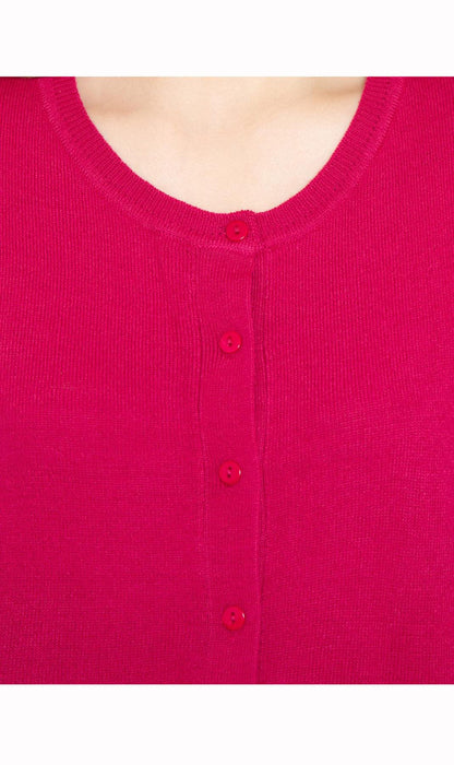 Women's Button Front Cardigan with a Unique Elbow Cuff Style