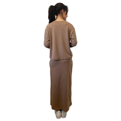 French Terry Cotton Blend Crew Neck Sweatshirt with Long Sleeves