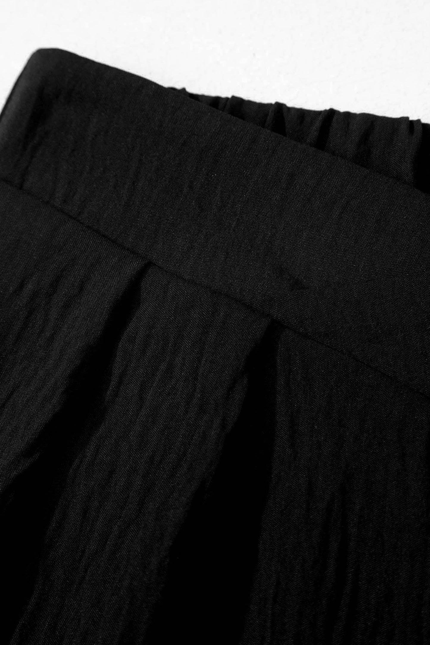 Solid Textured Crossed Waist Wide Leg Pants