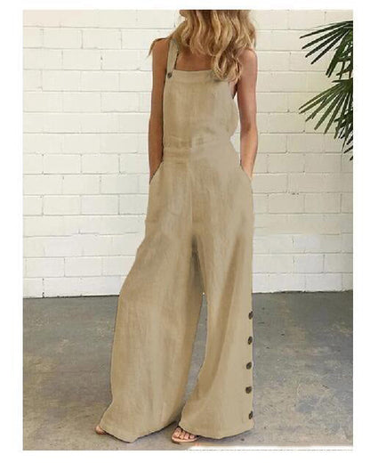 High-Waisted Sleeveless Wide-Leg Denim Jumpsuit – 8 Colors, S–2XL
