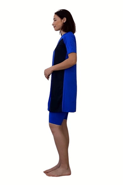 Modest Two-Piece Swim Dress Set - Elbow Sleeves with Knee-Length Leggings | UPF Protection