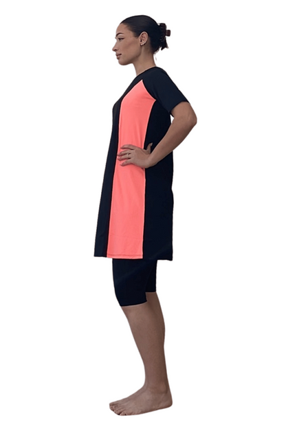 Modest Two-Piece Swim Dress Set - Elbow Sleeves with Knee-Length Leggings | UPF Protection