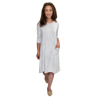 Classic 100% Cotton A-Line Dress with 3/4 Sleeves