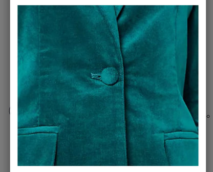 Denim & Co. Regular Stretch Velvet One Button Blazer