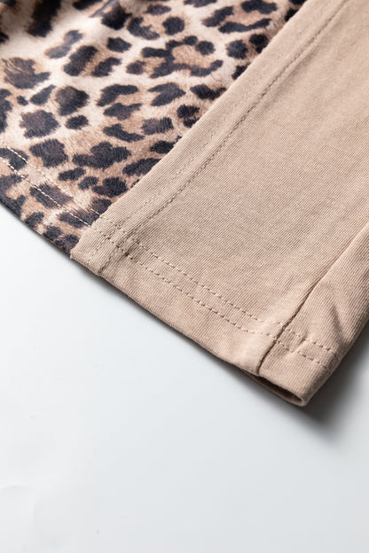 Straw Yellow Mineral Wash Leopard Patchwork Wide Leg Pants