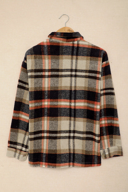 Plaid Pocketed Button Front Shacket