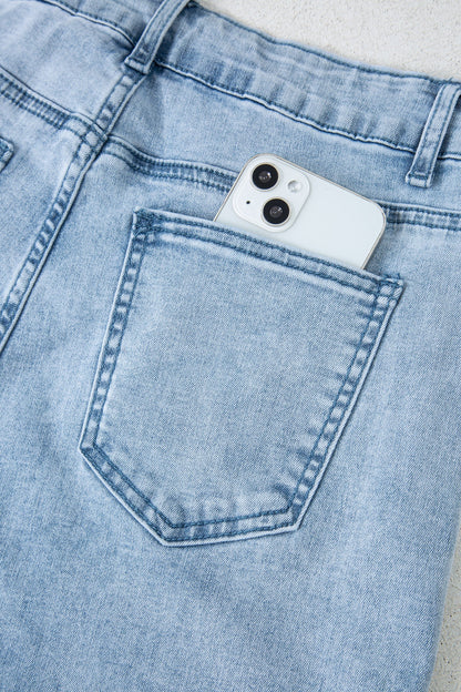 Beau Blue Bow Knot Side Detail Straight Leg Loose Jeans
