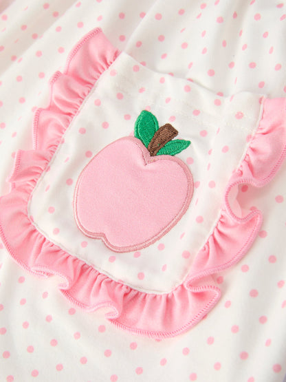 Back To School Girls' Apple Applique Set with Pockets