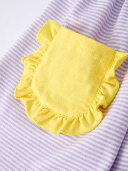 Back to School Bus Applique Ruffle Pocket Girls Dress
