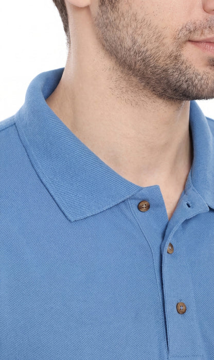 Men's Short Sleeve Pique Polo Shirt in Cotton Blend with Front Pocket