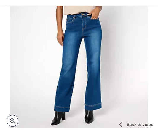 Belle by Kim Gravel Regular TripleLuxe Denim Dressy Trouser Jean. Rinse Wash/ Regular 14