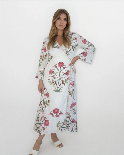 Rhode Wrap Dress in Red Vine