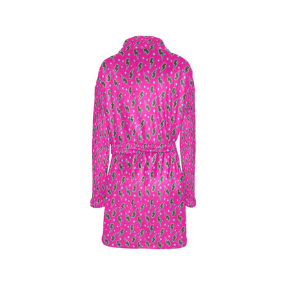 Hot Pink Lightning Bolt Women's Western Bath Robe
