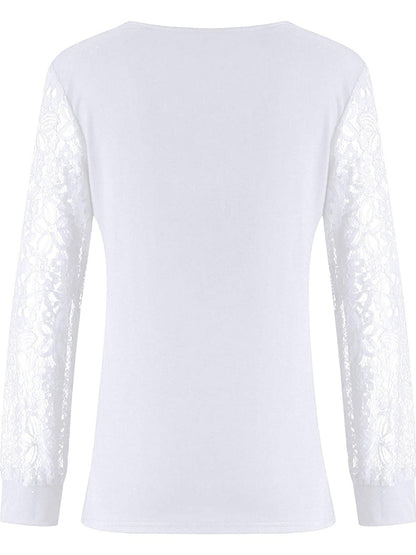 Full Size Lace Detail V-Neck Long Sleeve Blouse
