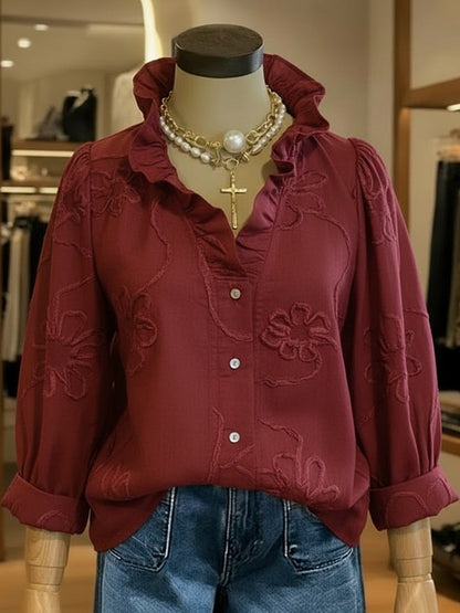 Women’s Lace Embroidered Cotton Linen Blouse