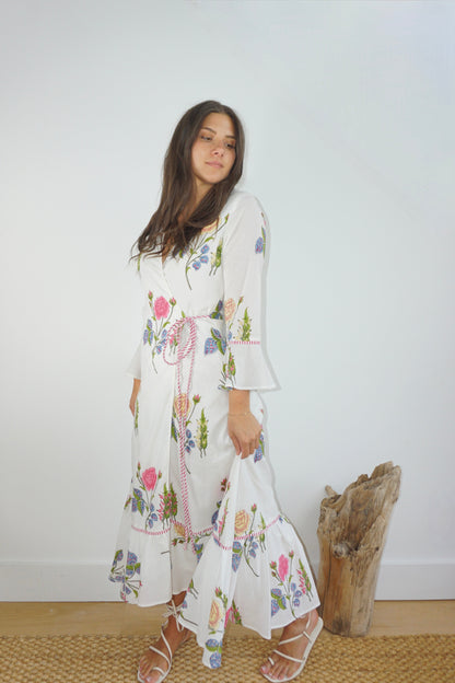 Rhode Wrap Dress in Multi Rosette