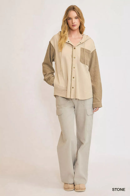 Umgee Washed French Terry Shacket