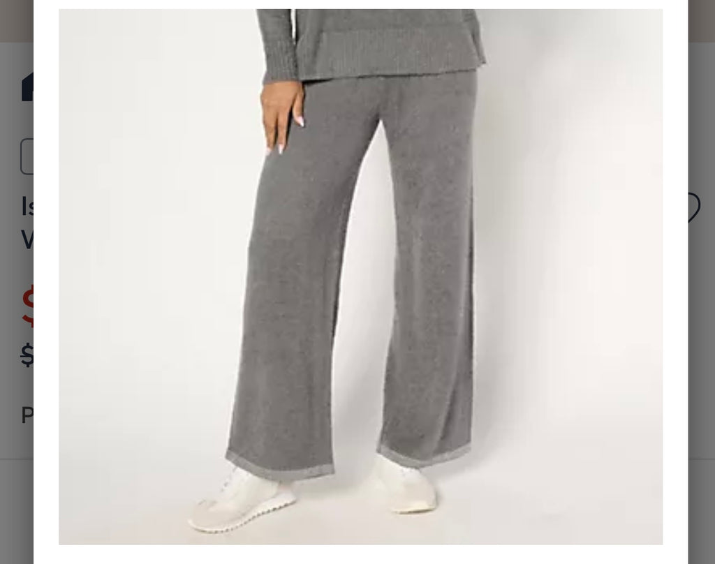 Isaac Mizrahi Live! Petite Apres Cozy Eyelash Yarn Wide Leg Pants